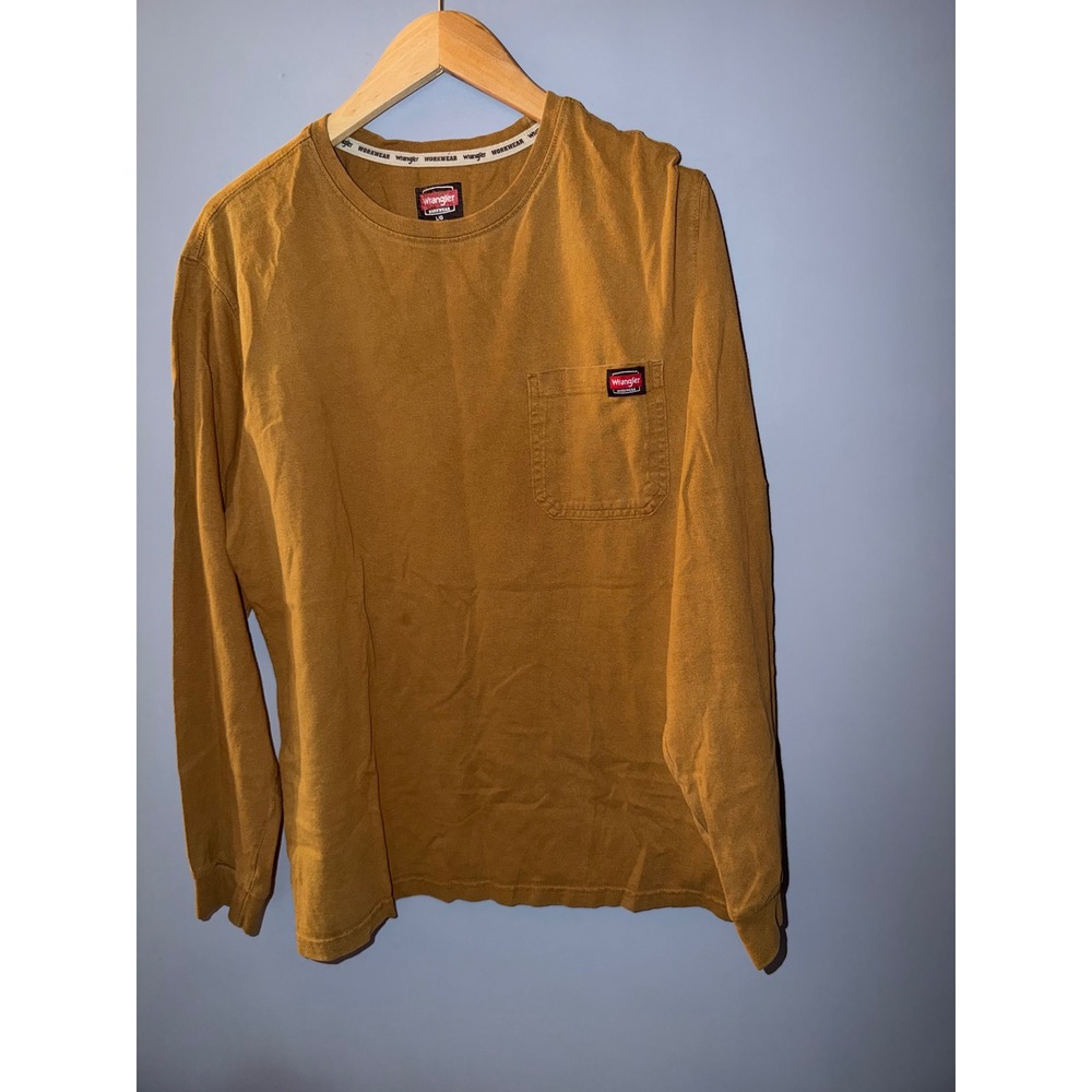 Wrangler‎ Workwear Long Sleeve Pocket T Shirt Mustard Yellow Mens L G